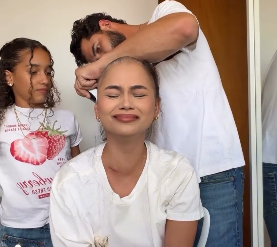 Influenciadora de Goiânia raspa o cabelo durante tratamento contra linfoma e emociona seguidores
