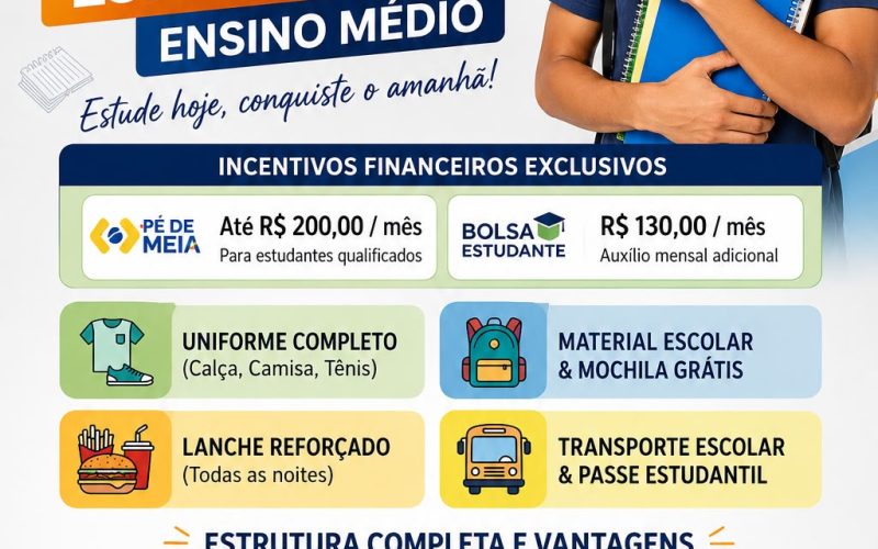Quem parou de estudar pode voltar ainda este ano e ainda receber auxílio financeiro em Senador Canedo