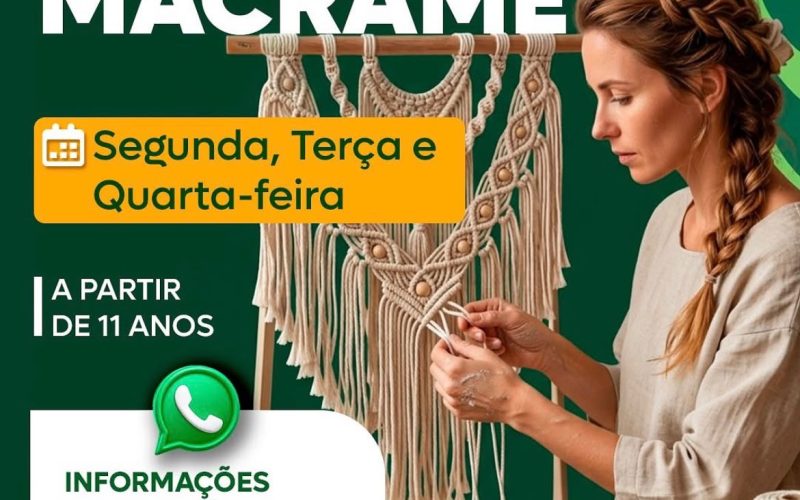 Inscrições está abertas para Aulas gratuitas de macramê em Senador Canedo