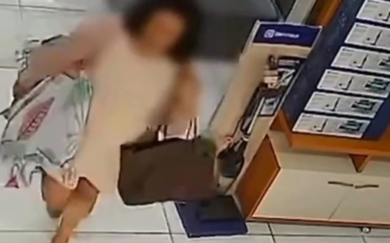 MULHER É FLAGRADA LEVANDO FOGÃO EM LOJA NO CENTRO DE GOIÂNIA
