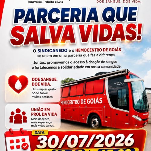 Sindicanedo e Hemocentro de Goiás realizam campanha de doação de sangue em Senador Canedo